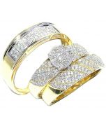 His and Her Trio Rings Wedding Set 10K Gold 0.55ct Diamonds