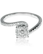 0.4ct Diamond Engagement Ring Round Solitaire Style Center Top 6.5mm 14K White gold 