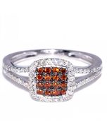 Cognac and White Diamond Fashion Ring Split Should White Gold 0.33ct 10K White Gold