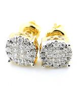 0.5ct Diamond Earrings Princess Cut And Round 14K Yellow Gold 8mm Wide
