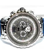 Mens Diamond Watch Big Face Ace By Grand Master 2ct Diamonds on Bazel Stainless Band