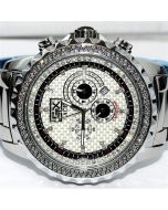 Mens Diamond Watch Big Face Ace By Grand Master 1ct Diamonds on Bazel Stainless Band
