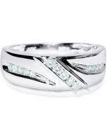 Mens Wedding Ring 0.25ct 10k White Gold 8mm Comfort Fit Wedding Band
