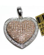 Diamnod heart pendant rose White gold 0.9ct 20mm wide love valentines day jewelry