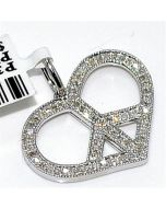 Heart pendant peace symbol 0.23ct diamonds 14K Whtie gold 