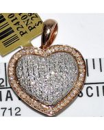 Diamond Heart pendant Rose and white gold 0.75ct 10K White gold 15mm wide