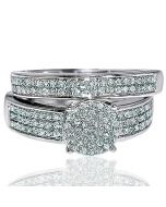 0.55ct Diamonds Bridal Set round diamonds engagement ring and matching band White gold 10K