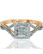 Princess Cut Diamond Engagement Ring Vintage Inspired 0.33ct 10K Yellow Gold