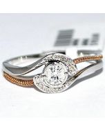 Diamond Ring Rose and White gold 0.3ct 10K Two tone split shoulder Ornate Engagement Ring