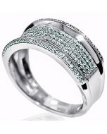 Mens Diamond Wedding Band Ring 10k White Gold .45ct 10mm Wide Pave Set Ring