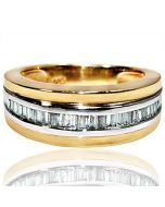Diamond Band 8mm Wide Baguettes 0.25ct w 10K Two Tone Yellow and White Gold Ring