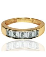 Wedding Band Ring Princess Cut and Baguette diamonds 0.5ct 14K Yellow Gold 5mm