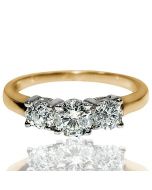 1ct Diamond Three Stone Anniversary Engagement Ring 14K Gold Beautiful Round cut diamonds