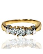 14K Gold Two tone 0.5ct (w) Three Stone Diamond Anniversary Engagement Ring Round cut diamonds