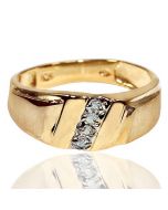 Mens Wedding Band Ring 9mm Wide 0.10ctw Sang finish 10K Yellow Gold