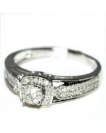 0.25ct Diamond Engagement Ring Promise 10K White Gold 7mm Wide Halo Round Center