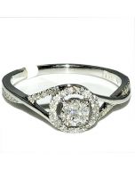 0.25ct Diamond Engagement Ring Round Solitaire Style Center Halo 10K White Gold