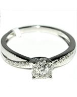 0.26ct Diamond Engagement Ring 10K White Gold Round Solitaire top 5mm Wide