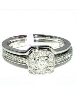 0.25ct Bridal Rings Set 10K White Gold Engagement Ring and Matching Wedding Band