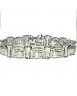 Men's Diamond Bracelet 1ct w Sterling Silver 500 Diamonds White Gold finish Measures 15MM Wide