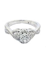 0.5ct Diamond Bridal Engagement Ring 10K White Gold Halo Cluster 8mm Wide