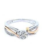 0.2ct Diamond Rose and White Gold 10K Bridal Engagement Ring 6mm Wide