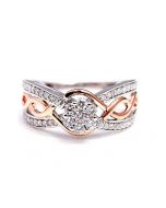 0.5ct Diamond Wedding Ring Rose and White Gold 10K 8.5mm Wide Split Shoulder