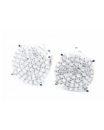 0.25ct (w) Diamond Stud Earrings 8mm Wide Round Cluster Screw Back Sterling Silver