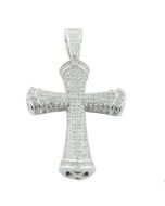 Cross With Cubic Zarcons Pave Set 40mm Tall Sterling Silver Mens Cross Pendant