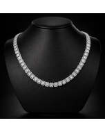 7.5 Carats Natural Diamonds 10k White Gold Baguette Necklace 7MM wide 18 Inches 
