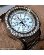 BREITLING DIAMOND WATCH 6CT DIAMOND BAZEL AEROMARIE SUPER AVENGER MENS CUSTOM
