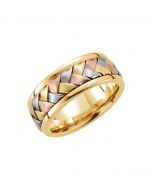 14kt Tri-Color 7.75mm Hand-Woven Band Size 7