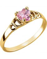 14kt Yellow Pink Heart Cubic Zirconia Youth Ring Size 3