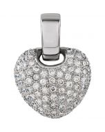 14kt White 1 CTW Diamond Pave Heart Pendant