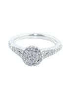 14K White Gold Diamond Engagement Ring 0.47cttw Split Shoulder And Halo