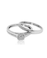 0.33ctw Diamond Bridal Wedding Ring Set 10K White Gold 6mm Wide Set