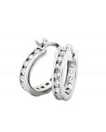 Mens or Womens CZ Round Hoop Earrings 15MM Sterling Silver