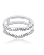 1/2cttw Diamond Ring Jacket Solitaire Guard 10K White Gold 9.75mm Wid