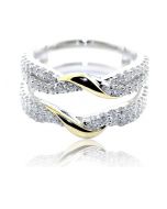 3/4cttw Diamond Ring Guard Solitaire Jacket 10K White Gold Two Tone 11mm Wide