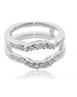 1/2cttw Diamond Ring Jacket Solitaire Guard 10K White Gold 9mm Wide