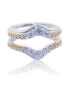 3/4cttw Diamond Ring Guard 10K White Gold And Rose Gold Tone Solitaire Jacket 14mm