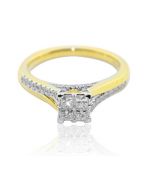 1/2cttw Diamond Bridal Engagement Ring Princess Cut Diamond Cathedral Style 10K Yellow Gold