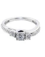 3 Stone Style Bridal Engagement Ring 10K White Gold 0.38cttw Diamonds Anniversary Ring