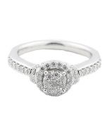 14K White Gold Halo Style Bridal Engagement Ring 0.48cttw Diamonds 