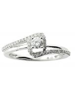 1/3cttw Diamond Engagement Ring 10K White Gold Round Solitaire Center And Swirl