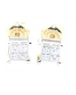 0.5cttw Princess Cut Diamond Earrings Studs Screw Back 10K Yellow Gold 6mm Wide