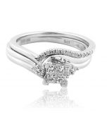 14K White Gold Bridal Set Princess Cut and Round 2pc Set 7mm Wide(i2/i3, i/j)