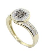 1/4cttw Diamond Cognac And White Diamond Cocktail Fashion ring 10K Yellow Gold