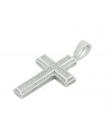 Silver Cross Pendant 41mm Tall With CZ Mens Cross Charm