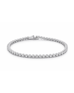 10K White Gold 3CTW Natural Diamond Tennis Bracelet Round Cut 7.25"